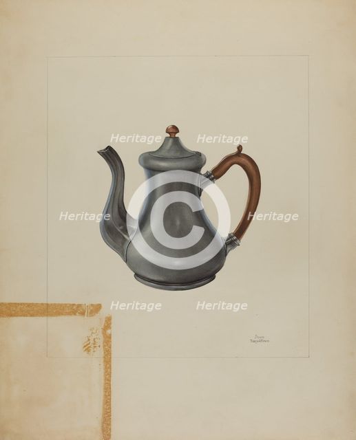 Pewter Teapot, 1935/1942. Creator: John Tarantino.