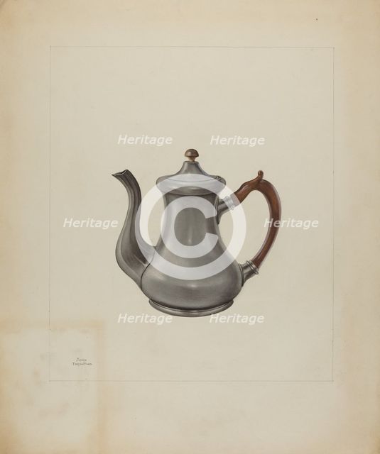 Pewter Teapot, 1935/1942. Creator: John Tarantino.