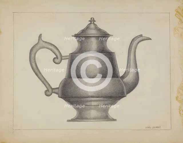 Pewter Teapot, 1935/1942. Creator: Karl Joubert.