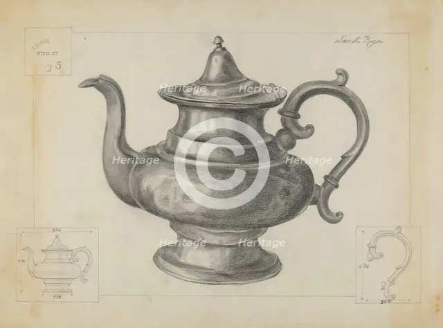 Pewter Teapot, 1936. Creator: Janet Riza.