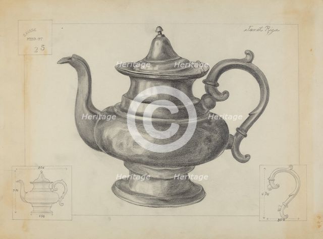 Pewter Teapot, 1936. Creator: Janet Riza.