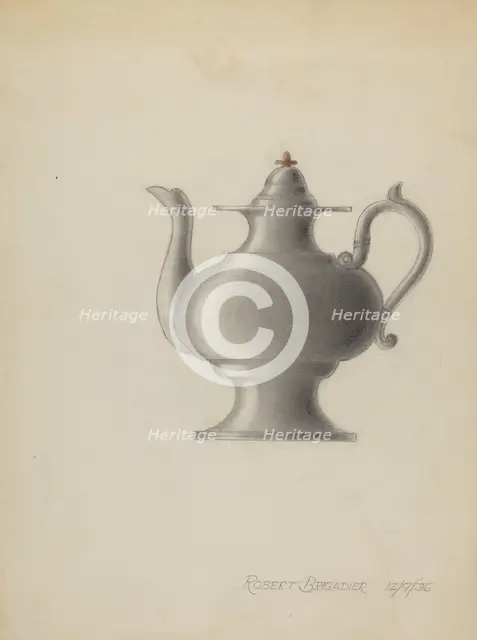 Pewter Teapot, 1936. Creator: Robert Brigadier.