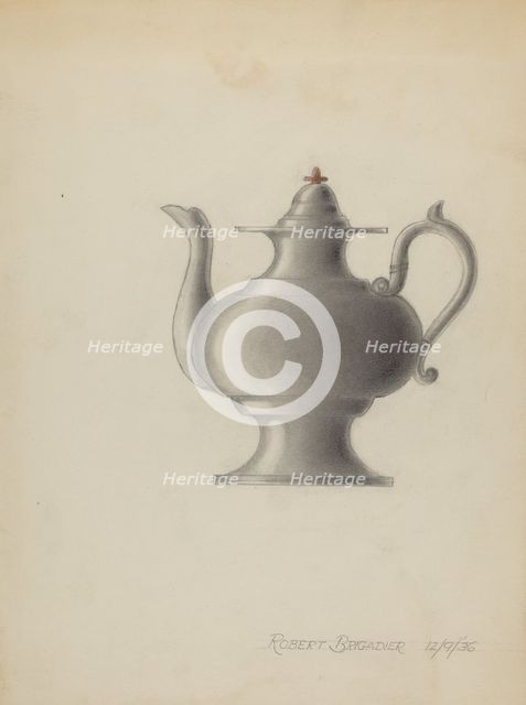 Pewter Teapot, 1936. Creator: Robert Brigadier.