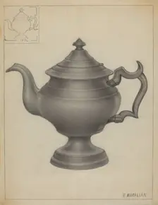 Pewter Teapot, c. 1936. Creator: Arsen Maralian