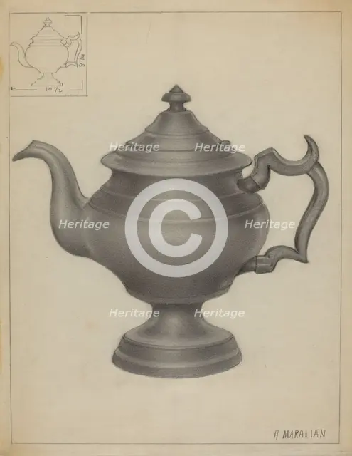 Pewter Teapot, c. 1936. Creator: Arsen Maralian.