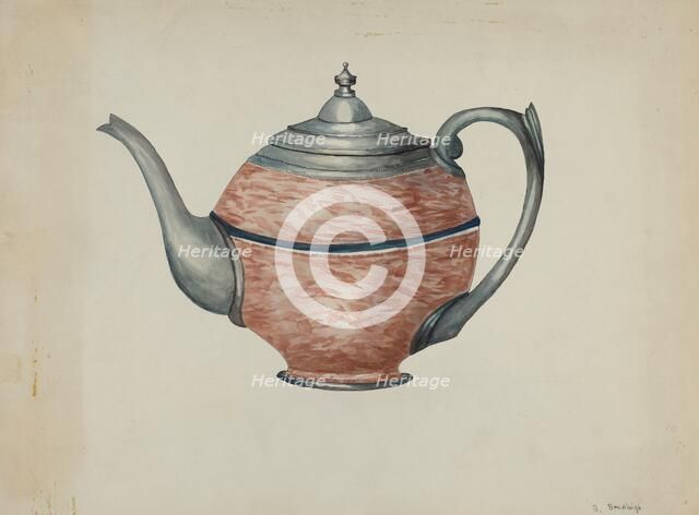 Pewter Teapot, c. 1936. Creator: Beulah Bradleigh.