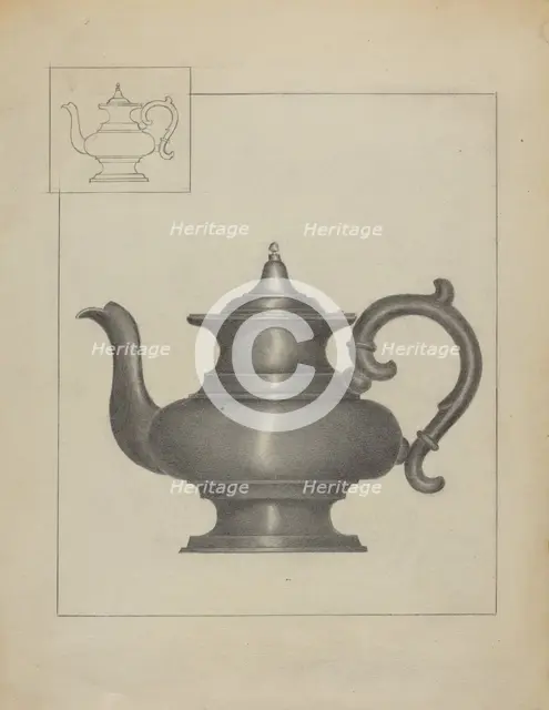 Pewter Teapot, c. 1936. Creator: Janet Riza.