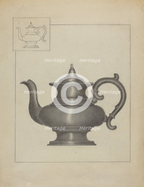 Pewter Teapot, c. 1936. Creator: Janet Riza.