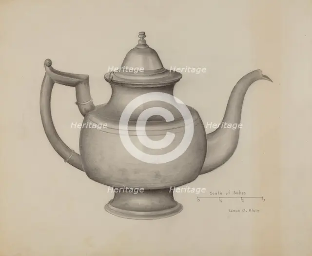 Pewter Teapot, c. 1936. Creator: Samuel O. Klein.