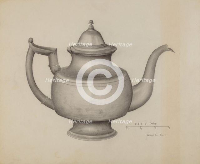 Pewter Teapot, c. 1936. Creator: Samuel O. Klein.