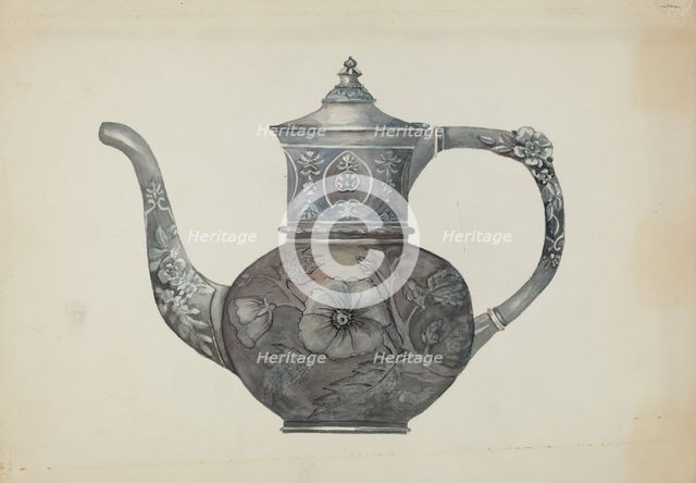 Pewter Teapot, c. 1937. Creator: Beulah Bradleigh.
