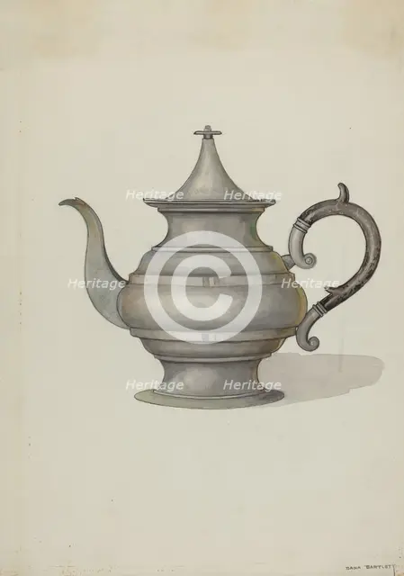Pewter Teapot, c. 1937. Creator: Dana Bartlett.