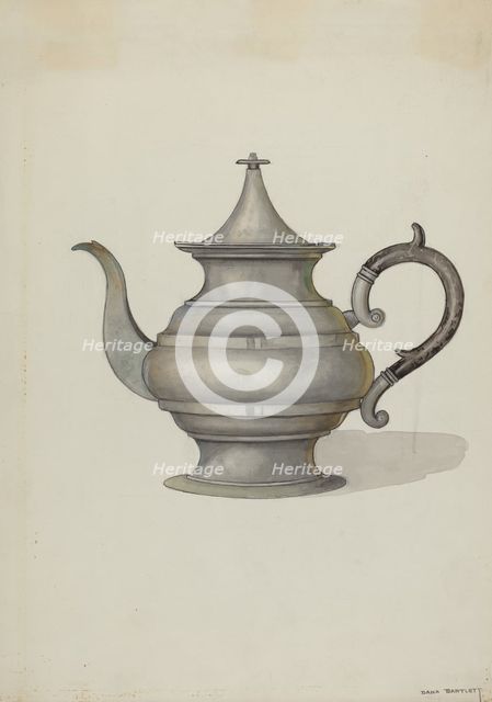 Pewter Teapot, c. 1937. Creator: Dana Bartlett.