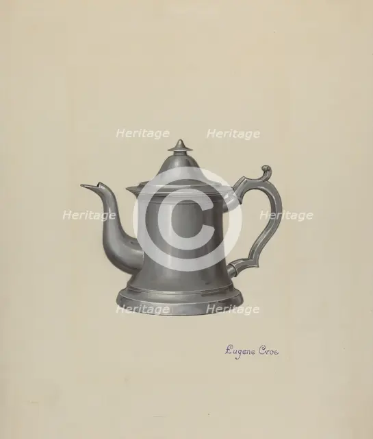 Pewter Teapot, c. 1937. Creator: Eugene Croe.
