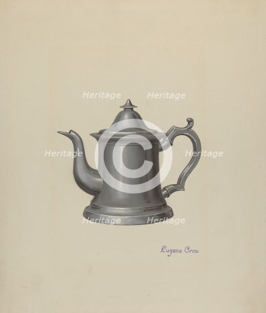 Pewter Teapot, c. 1937. Creator: Eugene Croe.