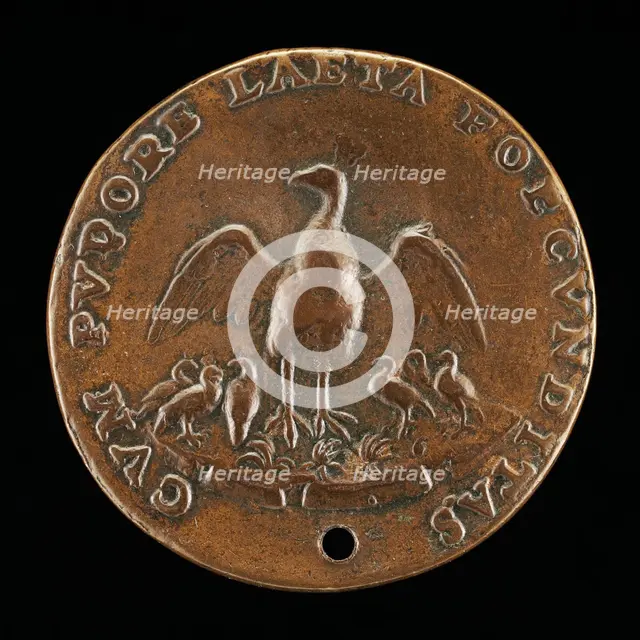 Pea-hen with Six Young [reverse], c. 1540. Creator: Domenico Poggini.