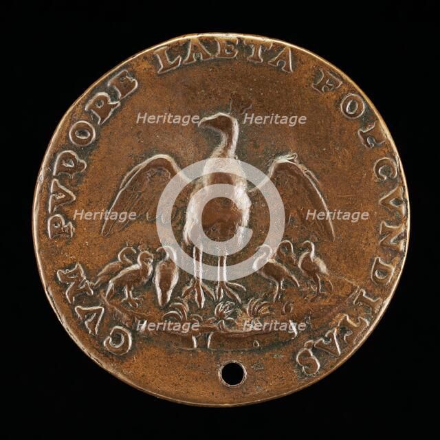 Pea-hen with Six Young [reverse], c. 1540. Creator: Domenico Poggini.