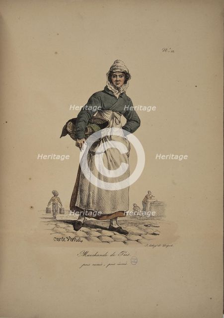 Pea seller. From the Series "Cris de Paris" (The Cries of Paris), 1815. Creator: Vernet, Carle (1758-1836).