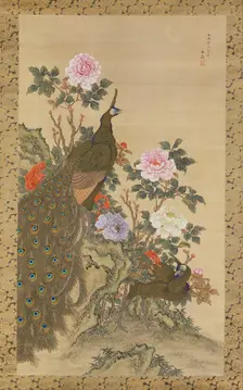 Peacocks and Peonies, 1820. Creator: Tani Buncho