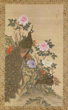 Peacocks and Peonies, 1820. Creator: Tani Buncho