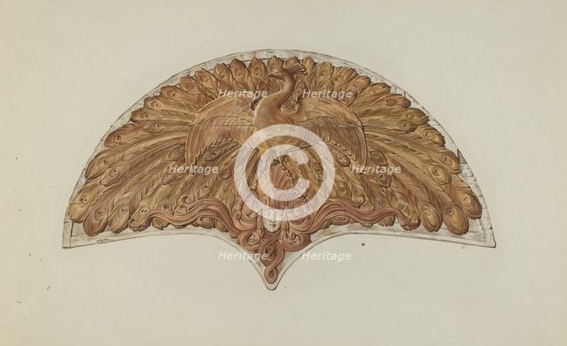 Peacock Cabin Decoration, 1935/1942. Creator: Flora Merchant.
