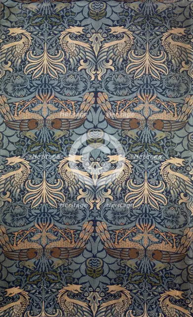 Peacock. Decorative fabric, 1878. Creator: Morris, William (1834-1896).