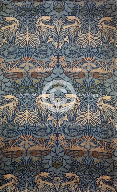 Peacock. Decorative fabric, 1878. Creator: Morris, William (1834-1896).