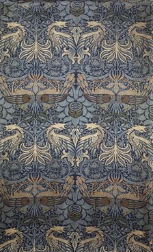 Peacock. Decorative fabric, 1878. Creator: Morris, William (1834-1896)