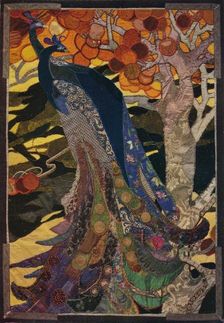 Peacock Panel in Patchwork c1920. Artist: Amy Sawyer