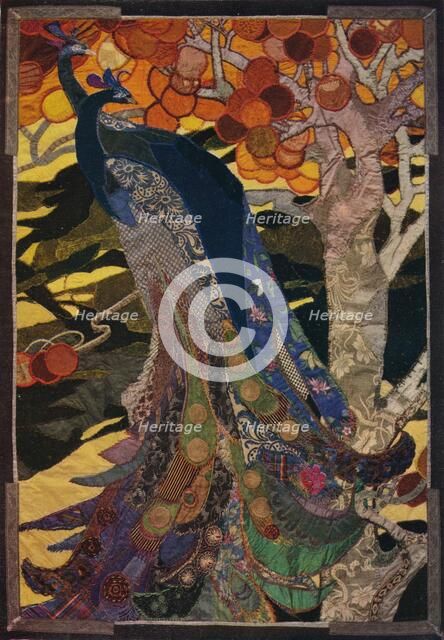 'Peacock Panel in Patchwork', c1920. Artist: Amy Sawyer.