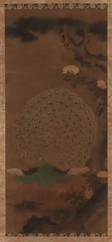Peacock, peonies and pine, Edo period, 1615-1868. Creator: Unknown