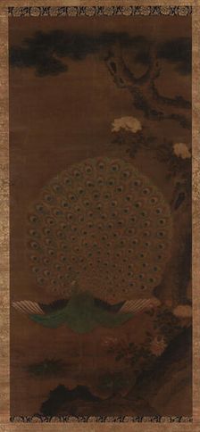 Peacock, peonies and pine, Edo period, 1615-1868. Creator: Unknown