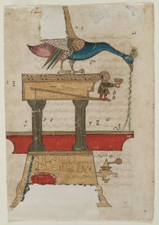 Peacock-shaped Hand Washing Device (recto); Text Page, Arabic Prose (verso), 1315. Creator: Unknown