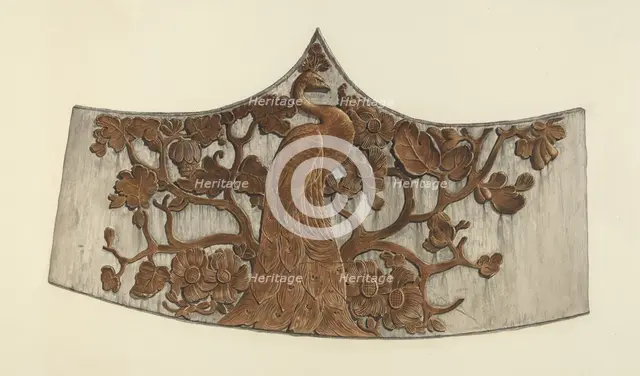 Peacock Stern Carving, 1935/1942. Creator: John Davis.