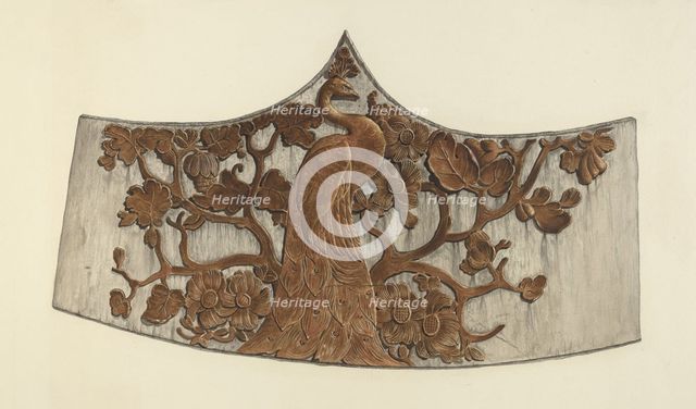 Peacock Stern Carving, 1935/1942. Creator: John Davis.