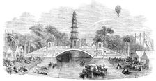 Peace Commemoration, 1814 - Chinese Pagoda and Bridge, in St. James's-Park, 1856. Creator: Unknown