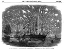 Peace commemorations for the end of the Crimean War, at Plymouth, England, 1856