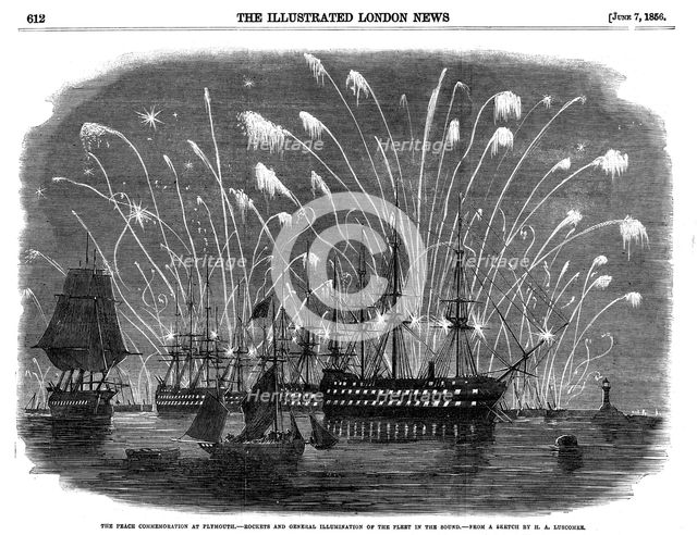 Peace commemorations for the end of the Crimean War, at Plymouth, England, 1856. Artist: Unknown