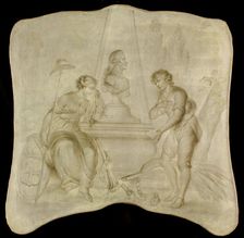 Peace and a peasant mourning on a tomb of Joan-Derk, Baron van der Capellen tot den Pol, in or after Creator: Anon