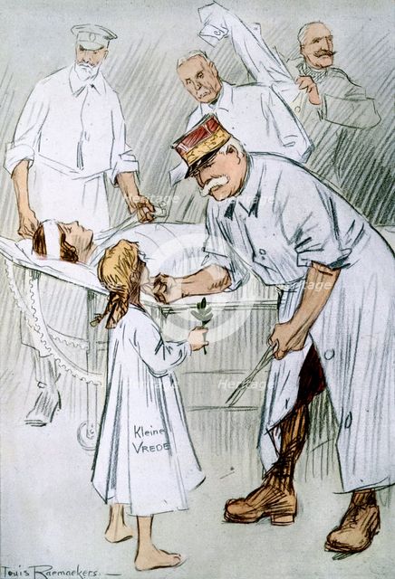 'Peace and Intervention: German Militarism on the Allies Operating Table', 1916. Creator: Louis Raemaekers.