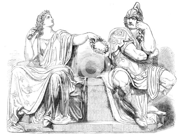 "Peace" and "War" - John Bell, sculptor - from the Exhibition of the Royal Academy, 1856.  Creator: Harvey Orrin Smith.