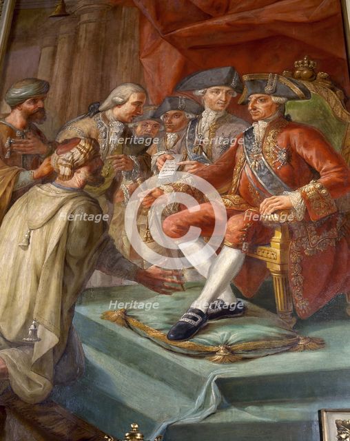 Peace between the Spanish king Charles III and the Tripoli Regency, Hall of Charles III.. Creators: Unknown, Pere Pau Montaña.