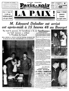 Peace!, front page of Paris-soir newspaper, 1 October 1938