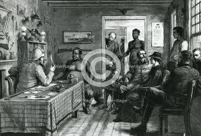 Peace negotiations in Africa,1879. An interview with Oham, Cetawayo's brother. Creator: Unknown.