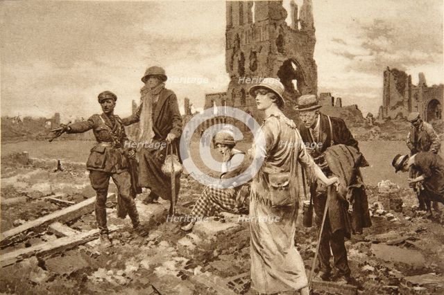 Peace visitors to Flanders' scenes of war, c1914-1919.