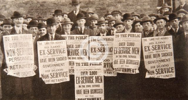 Peaceful demonstration regarding the treatment of British ex-servicemen, 1923.  Artist: S Cowan