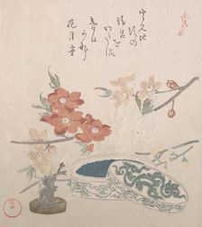 Peach Blossoms, a Seal and a Seal-box, 19th century. Creator: Kubo Shunman
