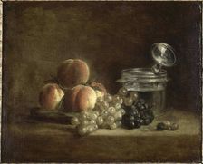Peaches and grapes. Creator: Chardin, Jean-Baptiste Siméon (1699-1779)