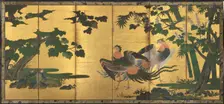 Peafowl and Phoenixes, late 1500s. Creator: Tosa Mitsuyoshi (Japanese, 1539-1613), attributed to
