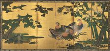Peafowl and Phoenixes, late 1500s. Creator: Tosa Mitsuyoshi (Japanese, 1539-1613), attributed to